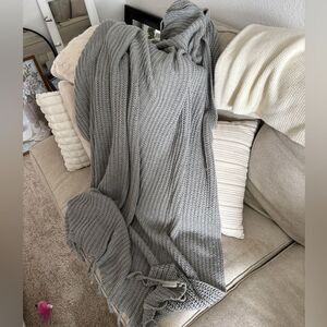 Pottery Barn Gray Knit Cozy Throw